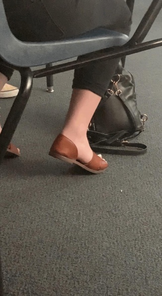 Volt recommend best of Brunette college girl feet dangling sandals in library.