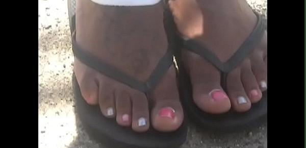 Leather sandals pink toenails