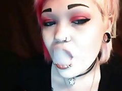 Goth girl smoking