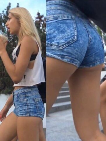 best of Blonde jeans candid teen short