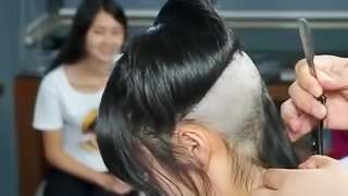 Girl self haircut