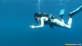 best of Scuba woman floating diving cute