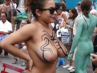 best of Nude painted hotties public body