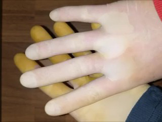 Latex glove hand squirting load
